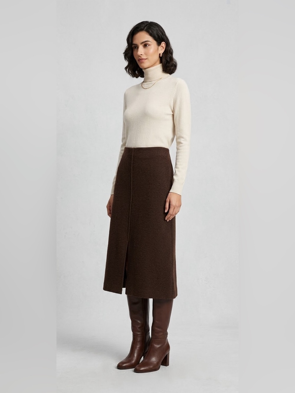 Zara Brown Knit midi Skirt